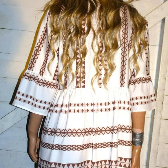 Cupshe Brown Beige Boho Dress L NWT - Picture 5 of 7